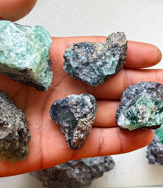 10 pcs Fluorite, Sphalerite, Galena, Pyrite