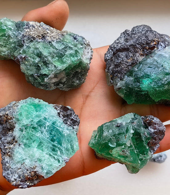10 pcs Fluorite, Sphalerite, Galena, Pyrite