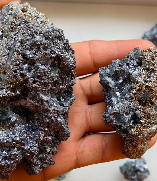 10 pcs Fluorite, Sphalerite, Galena, Pyrite