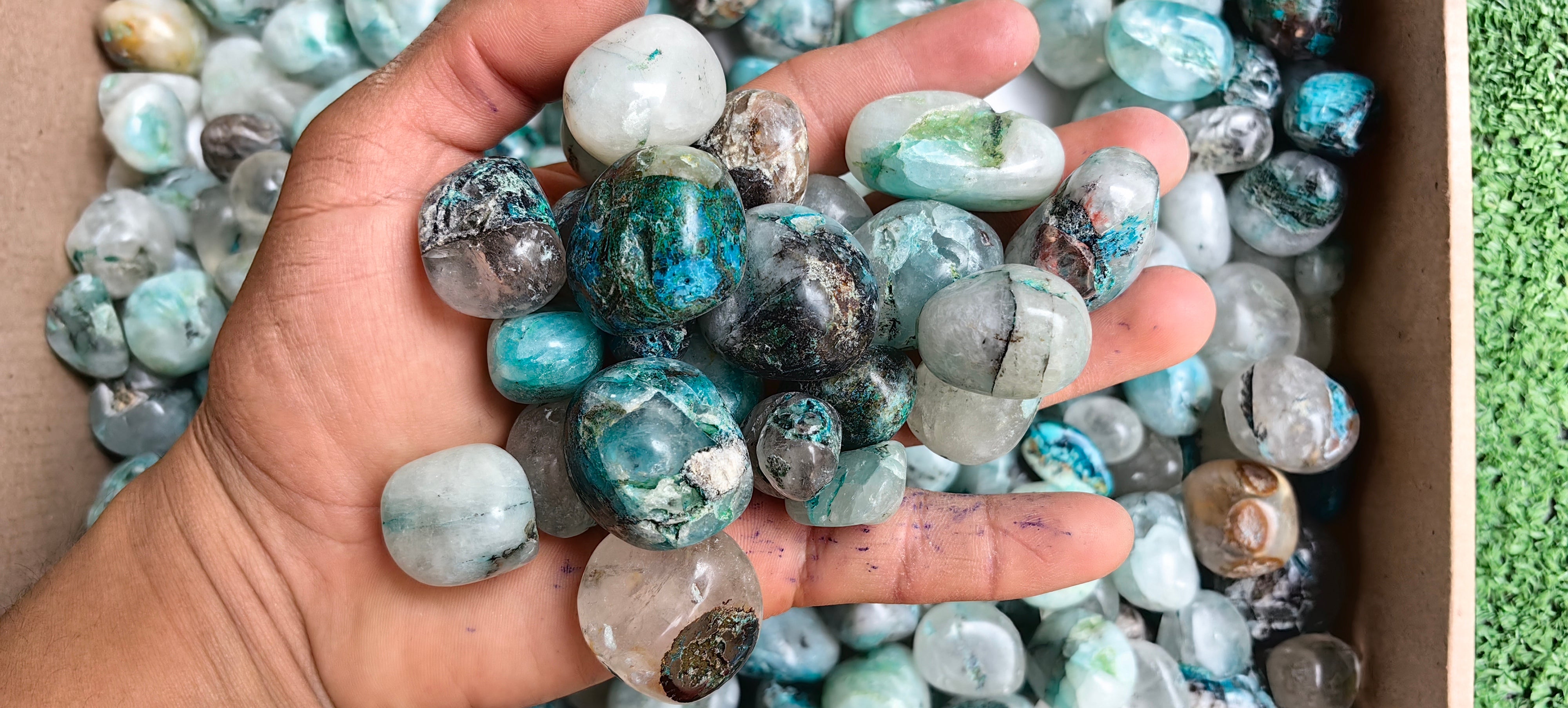 Lot 3 Kg Chrysocolla Quartz Tumbled