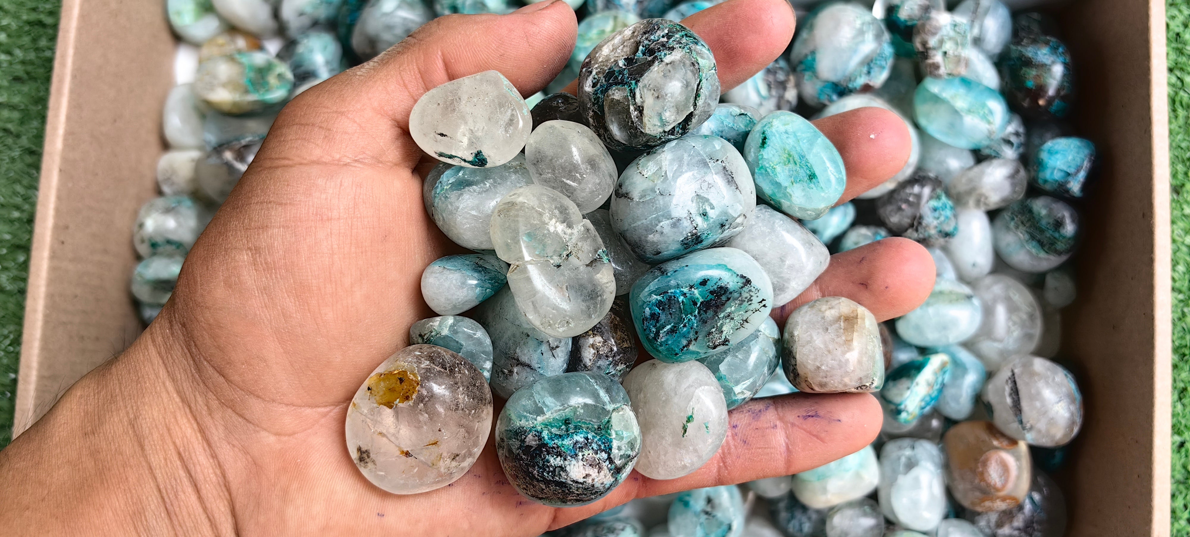 Lot 3 Kg Chrysocolla Quartz Tumbled