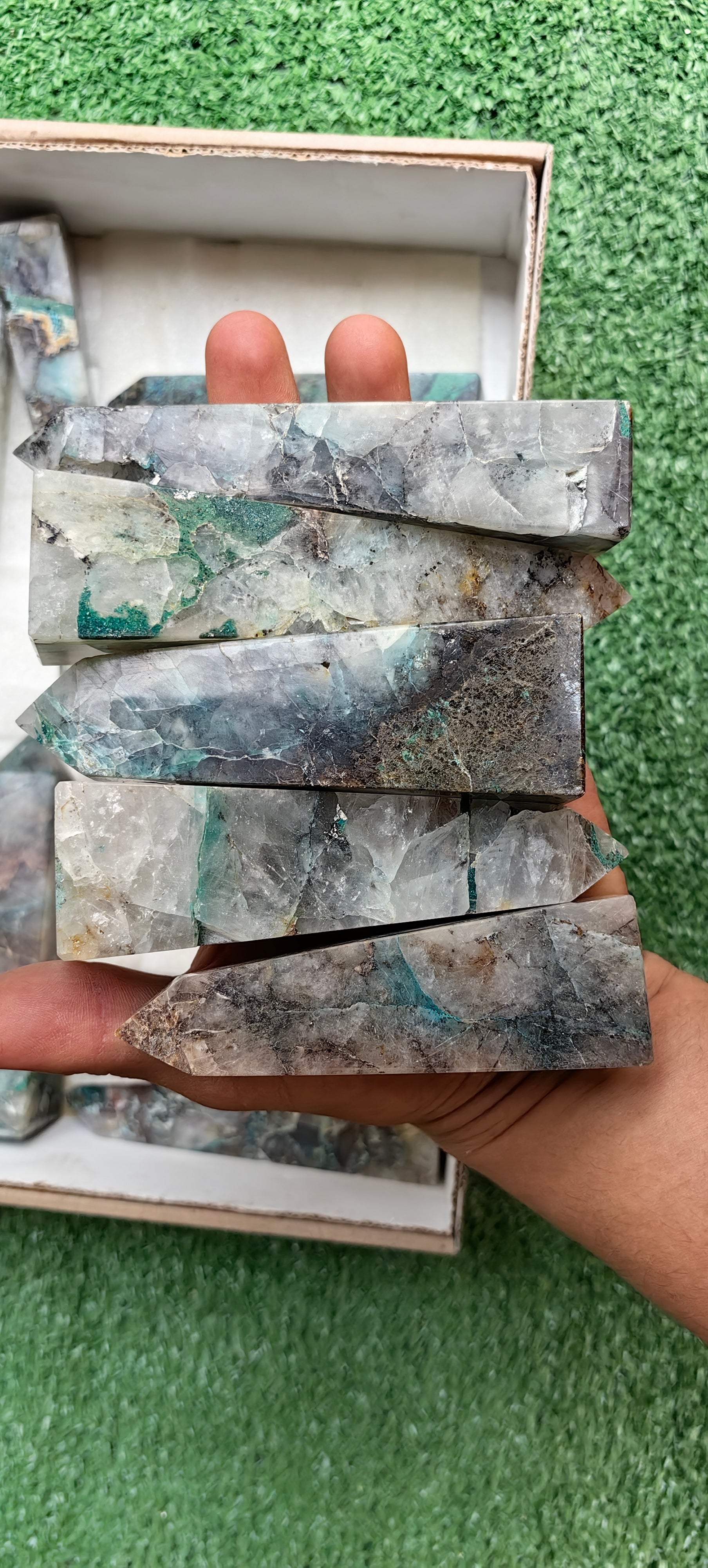 Lot 17 pcs Chrysocolla Quartz Tower