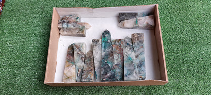 Lot 13 pcs Chrysocolla Quartz Tower