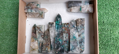 Lot 13 pcs Chrysocolla Quartz Tower