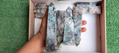 Lot 13 pcs Chrysocolla Quartz Tower