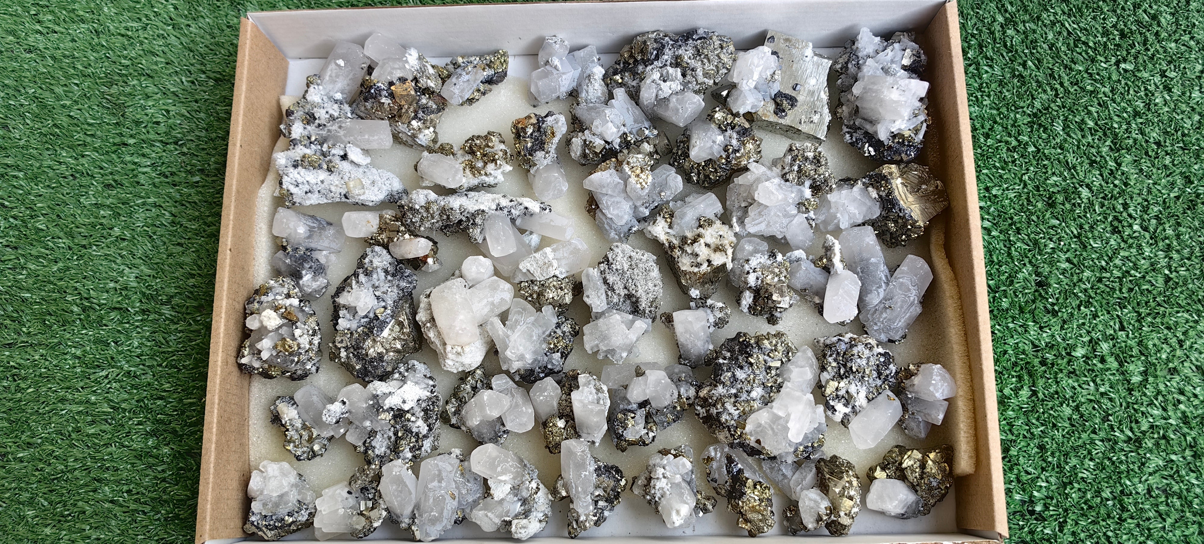 Lot 45 pcs Pyrite Cubic with Calcite