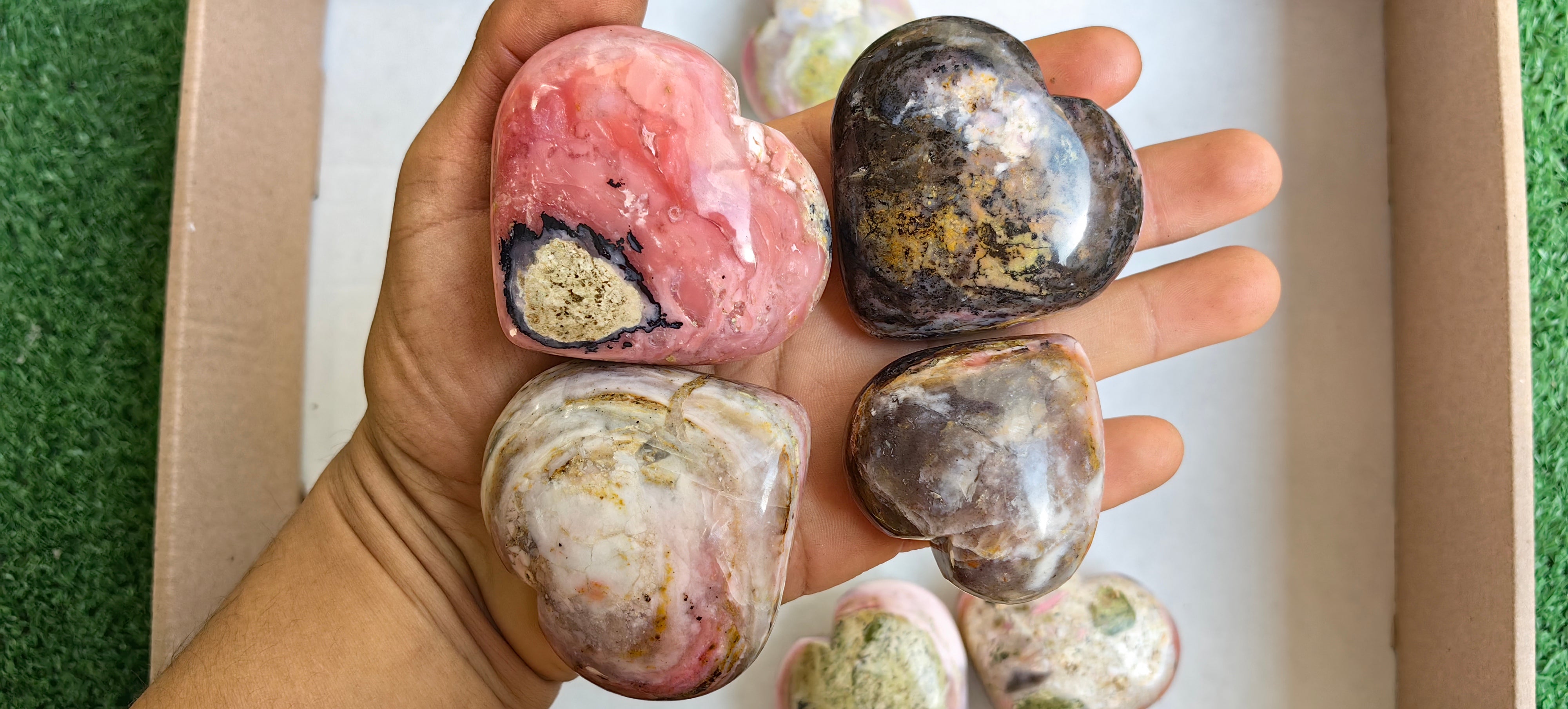 Lot 25 pc Strawberry Pink Opal Heart