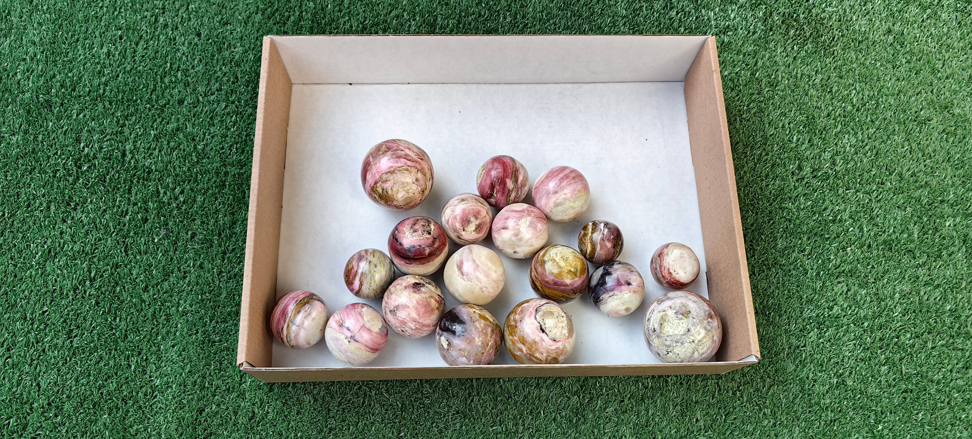 Lot 18 pc Strawberry Pink Opal Sphere