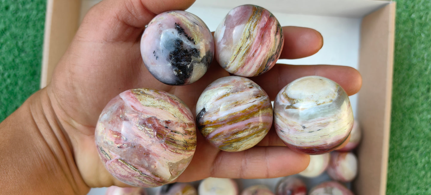 Lot 18 pc Strawberry Pink Opal Sphere