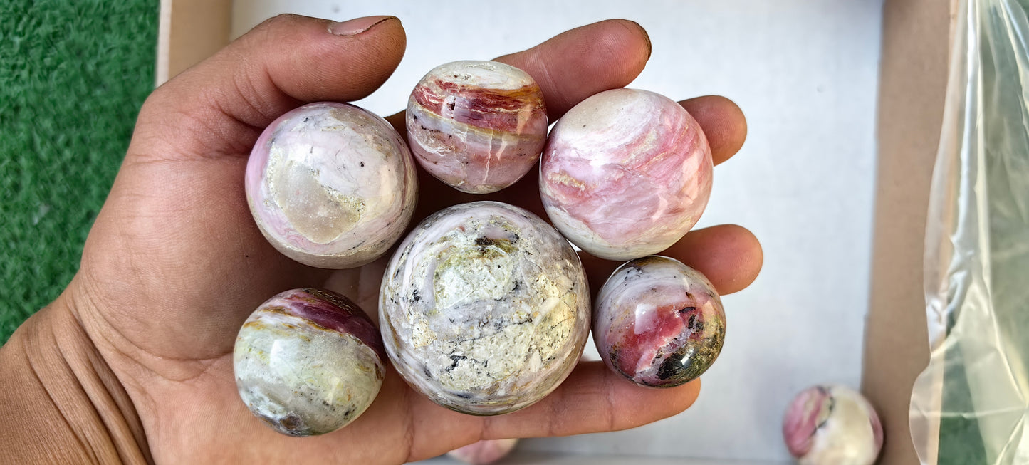 Lot 18 pc Strawberry Pink Opal Sphere