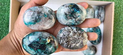 Lot 27 pc Chrysocolla Quartz Palm