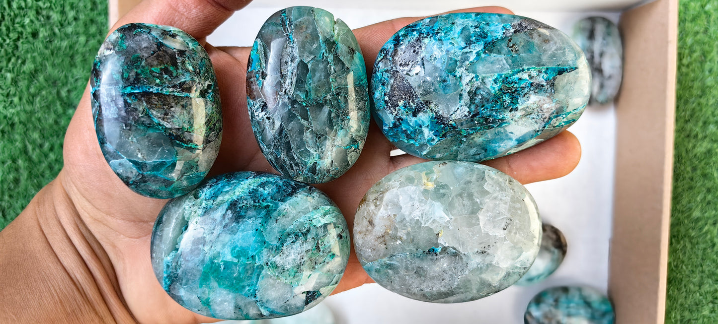 Lot 27 pc Chrysocolla Quartz Palm