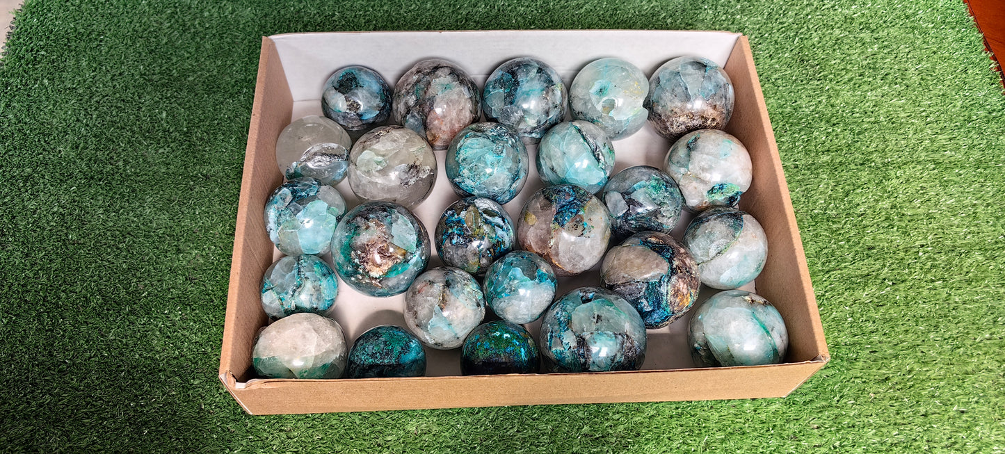 Lot 25 pc Chrysocolla Quartz Sphere