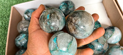 Lot 25 pc Chrysocolla Quartz Sphere