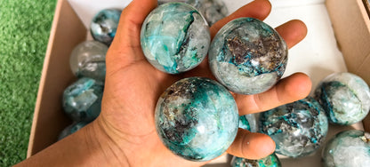 Lot 25 pc Chrysocolla Quartz Sphere