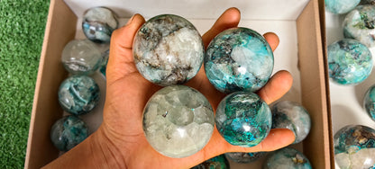 Lot 25 pc Chrysocolla Quartz Sphere