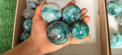 Lot 25 pc Chrysocolla Quartz Sphere