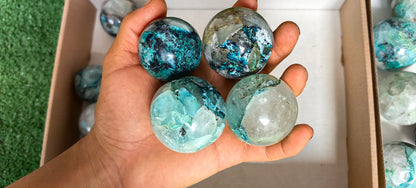 Lot 25 pc Chrysocolla Quartz Sphere