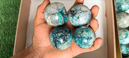 Lot 25 pc Chrysocolla Quartz Sphere