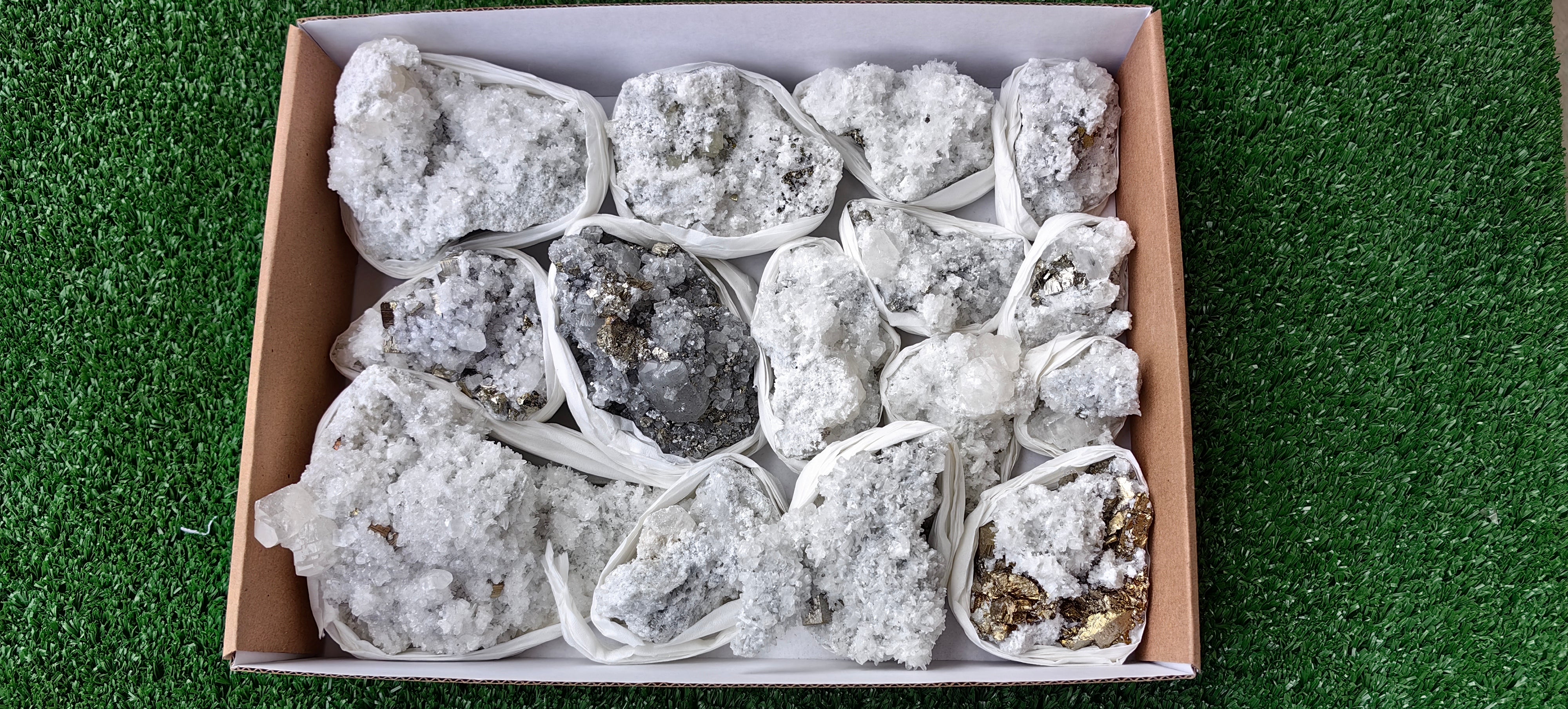 Lot 15 Pcs Pyrite with Calcite*