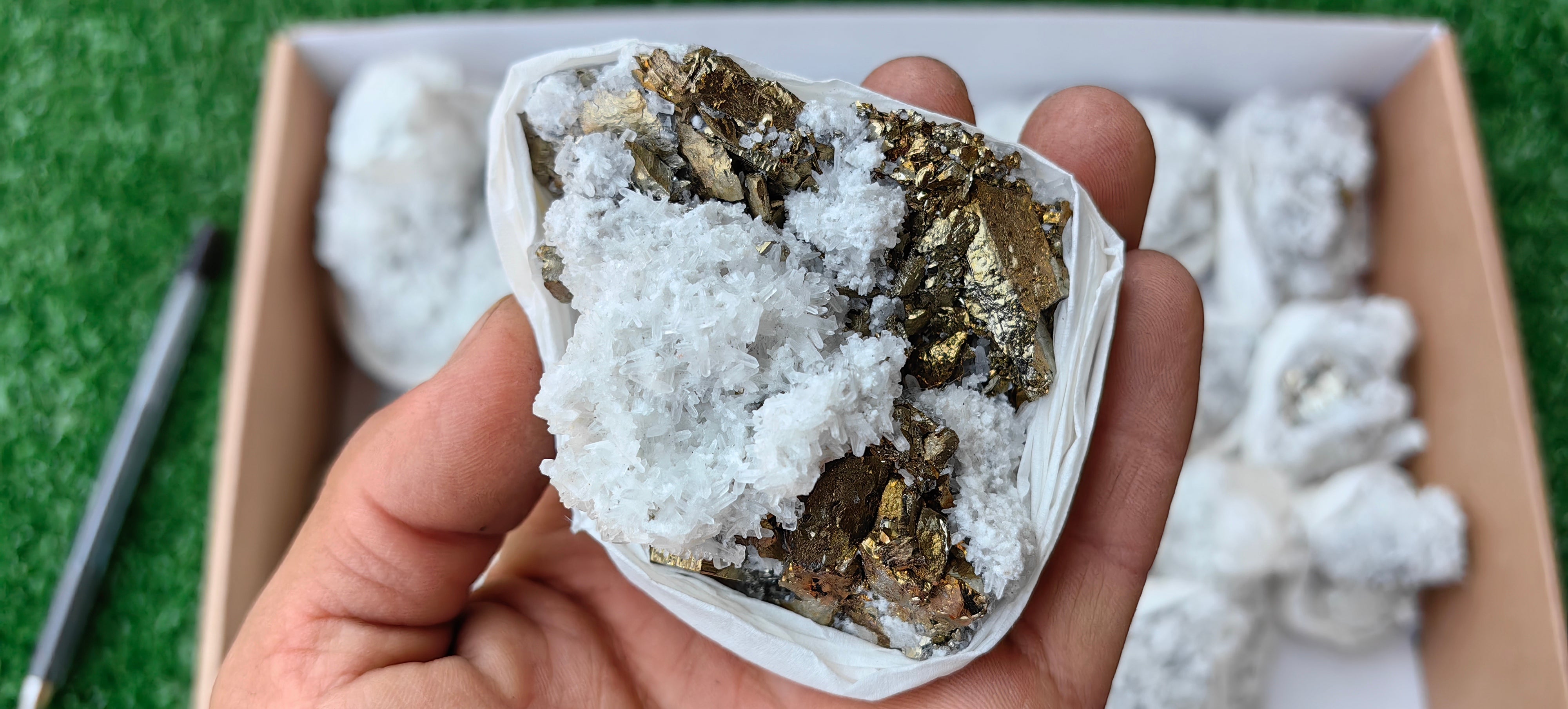 Lot 15 Pcs Pyrite with Calcite*