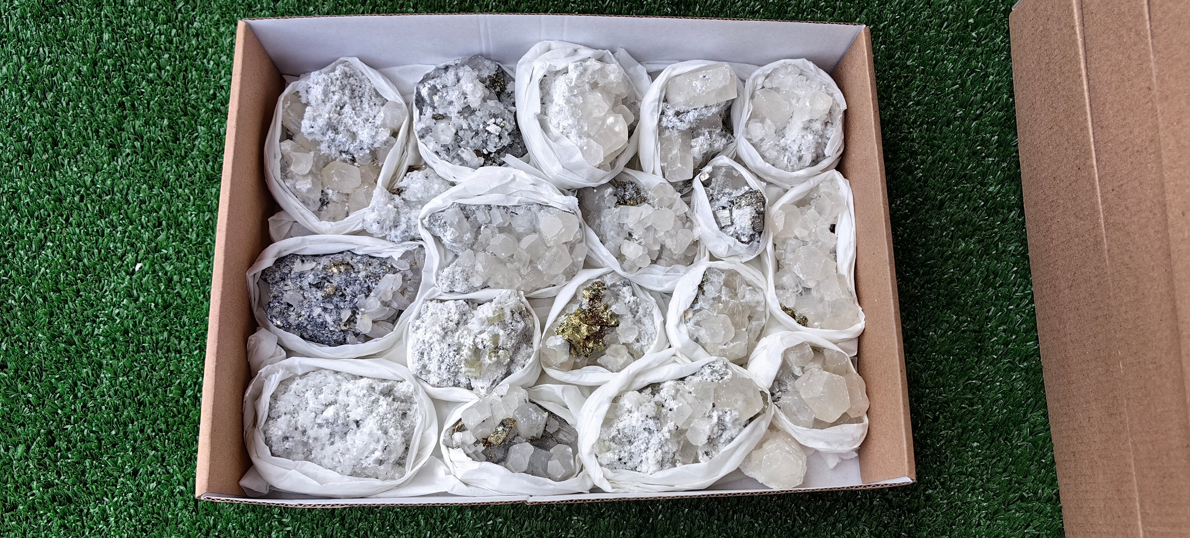 Lot 19 Pcs Pyrite with Calcite*