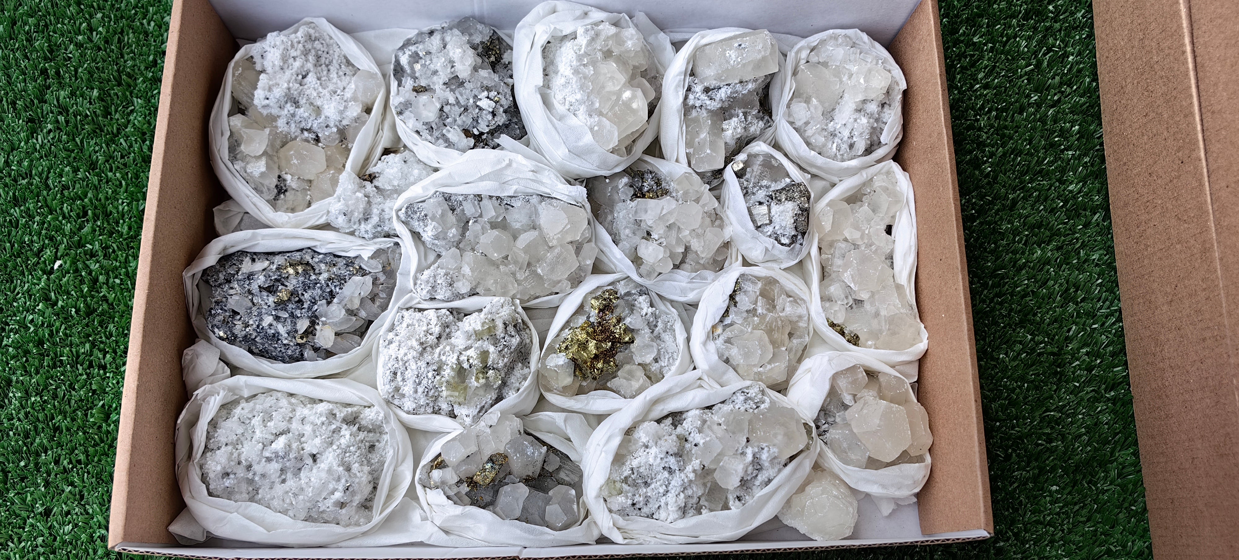 Lot 19 Pcs Pyrite with Calcite*