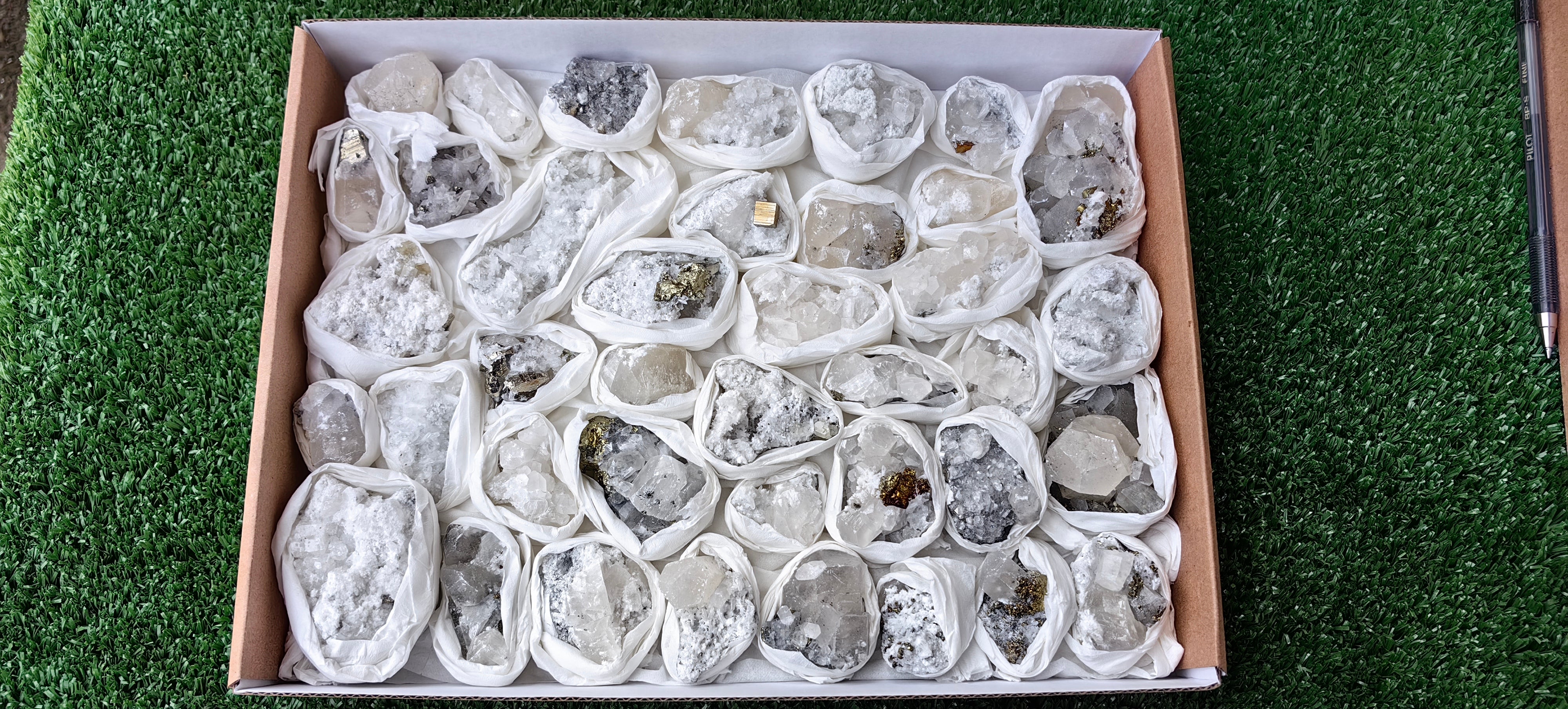 Lot 39 Pcs Pyrite with Calcite*