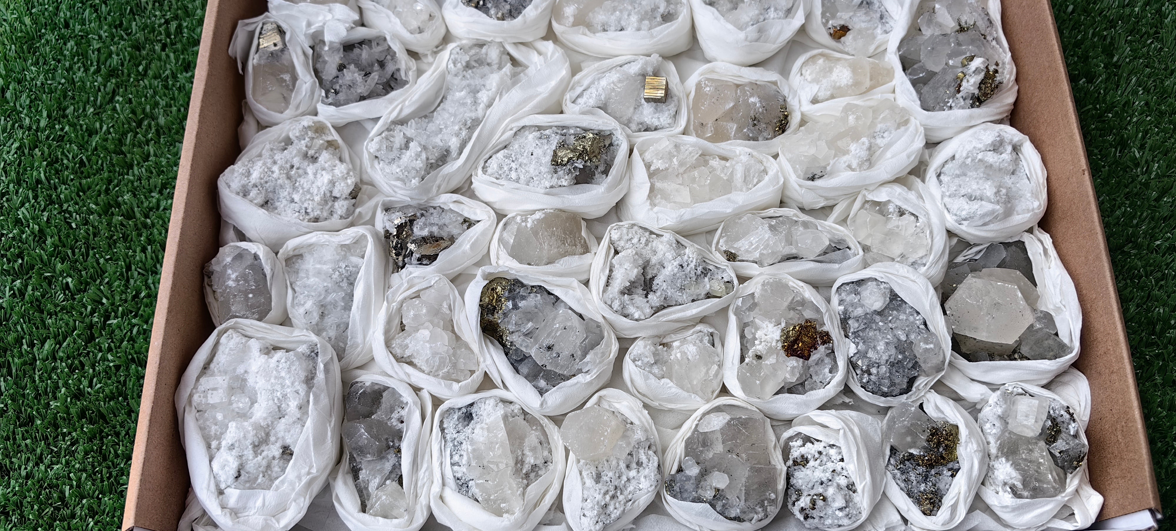 Lot 39 Pcs Pyrite with Calcite*