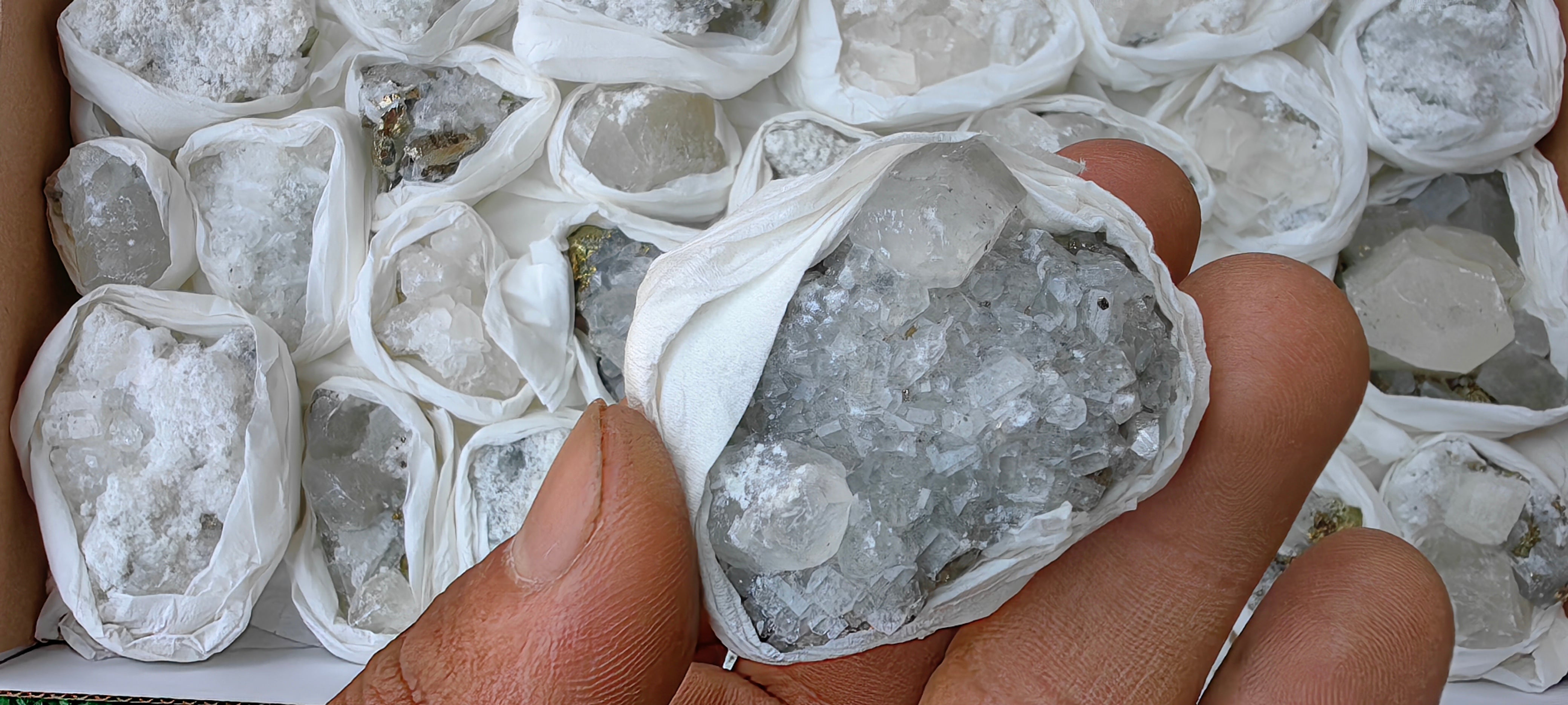 Lot 39 Pcs Pyrite with Calcite*
