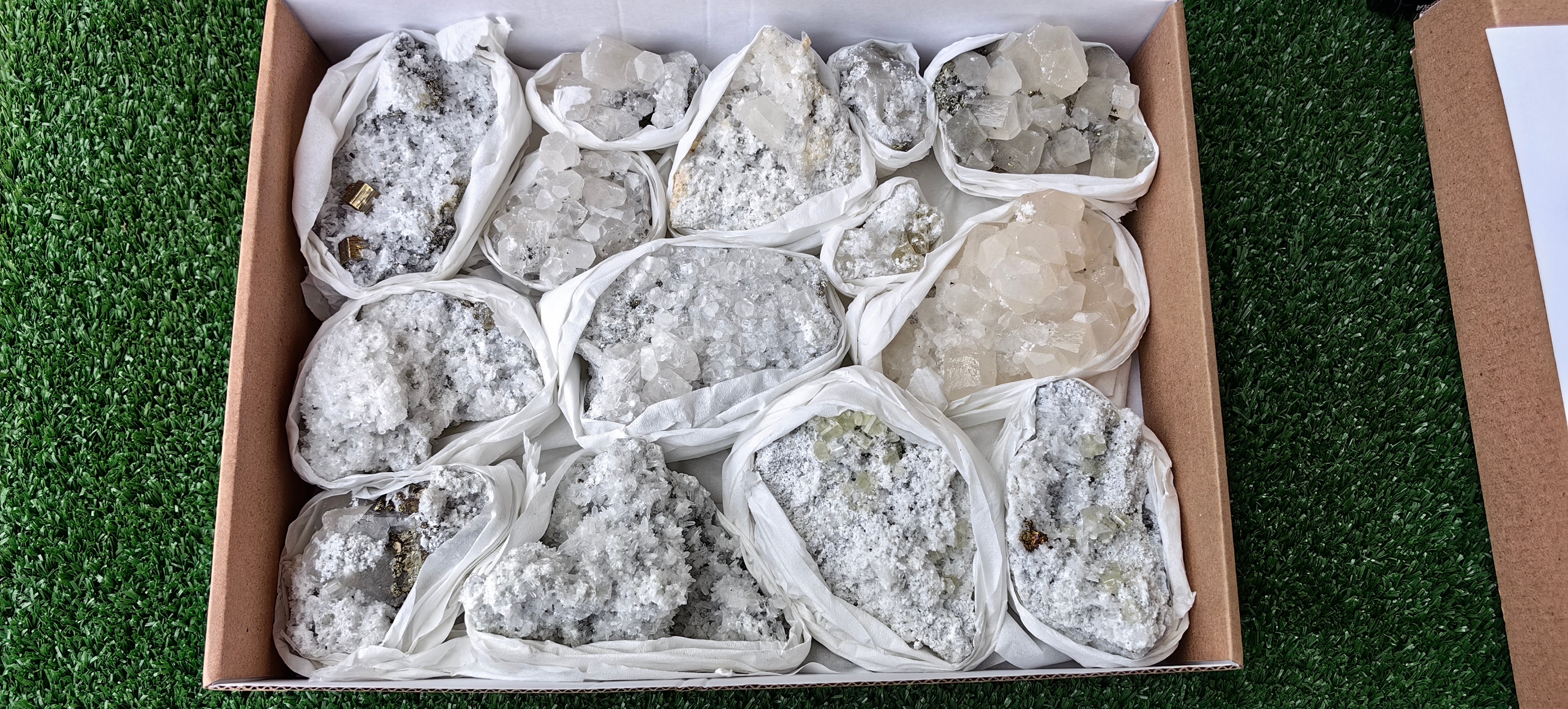 Lot 14 Pcs Pyrite with Calcite*