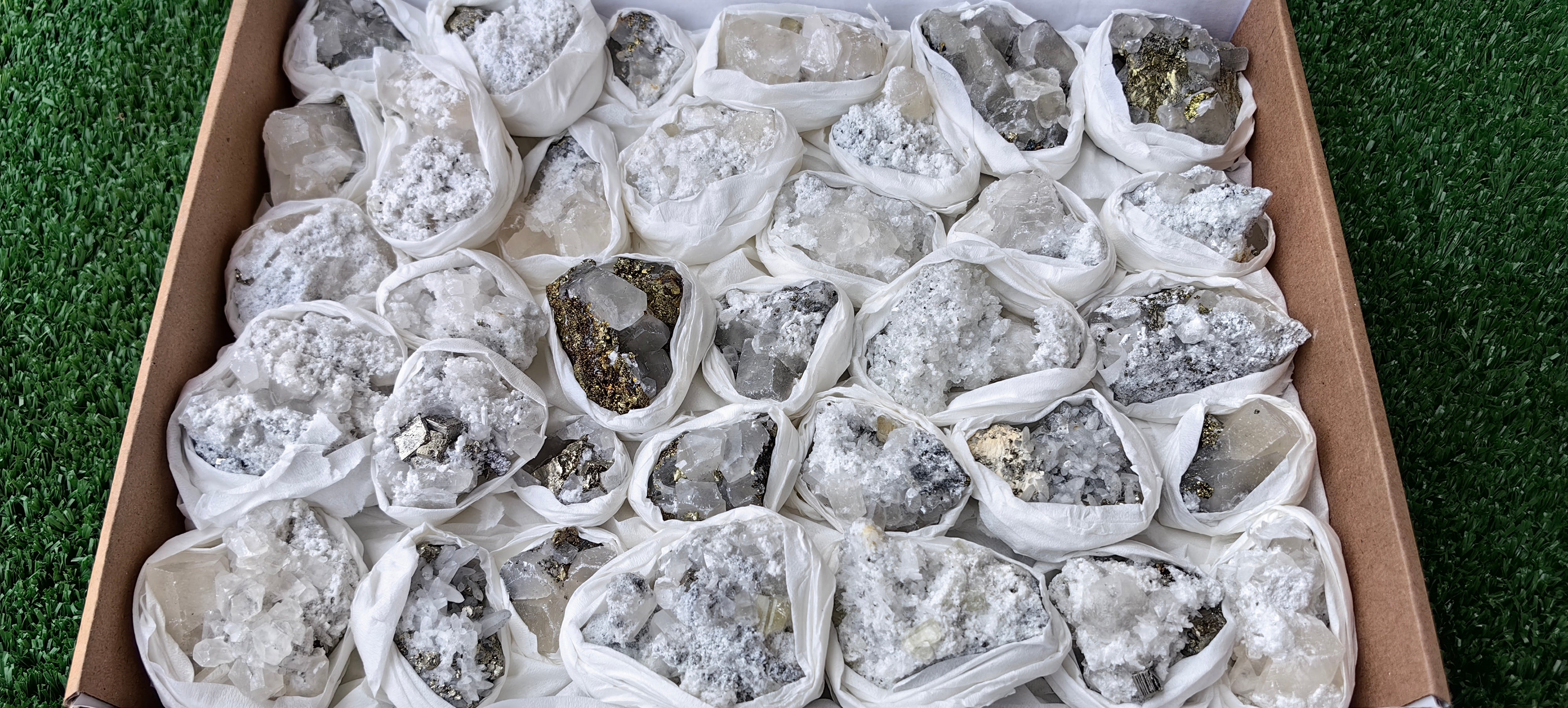 Lot 34 Pcs Pyrite with Calcite**