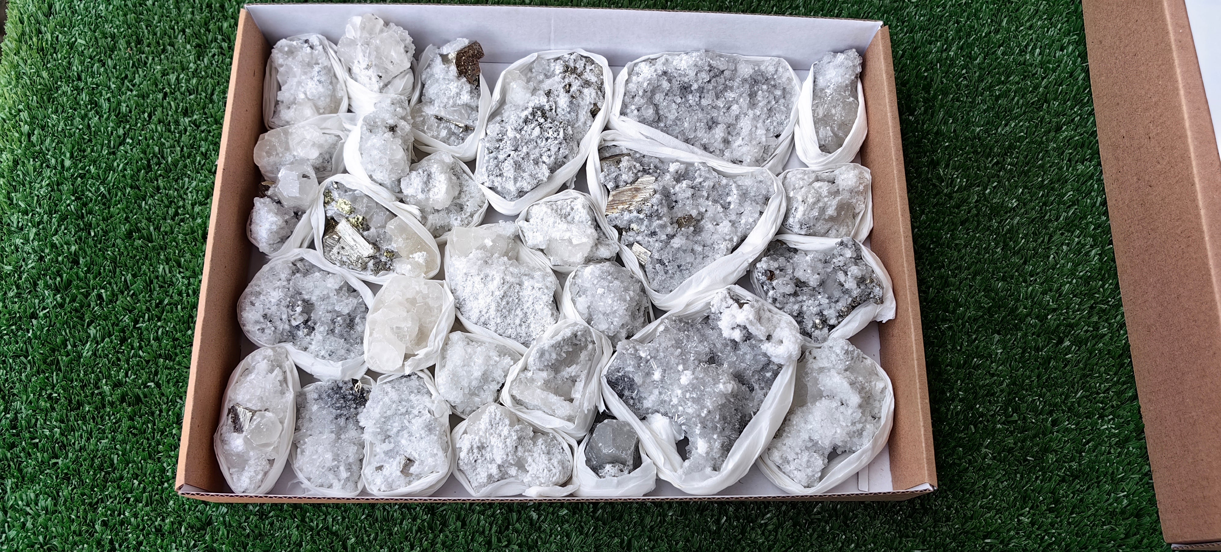 Lot 28 Pcs Pyrite with Calcite*