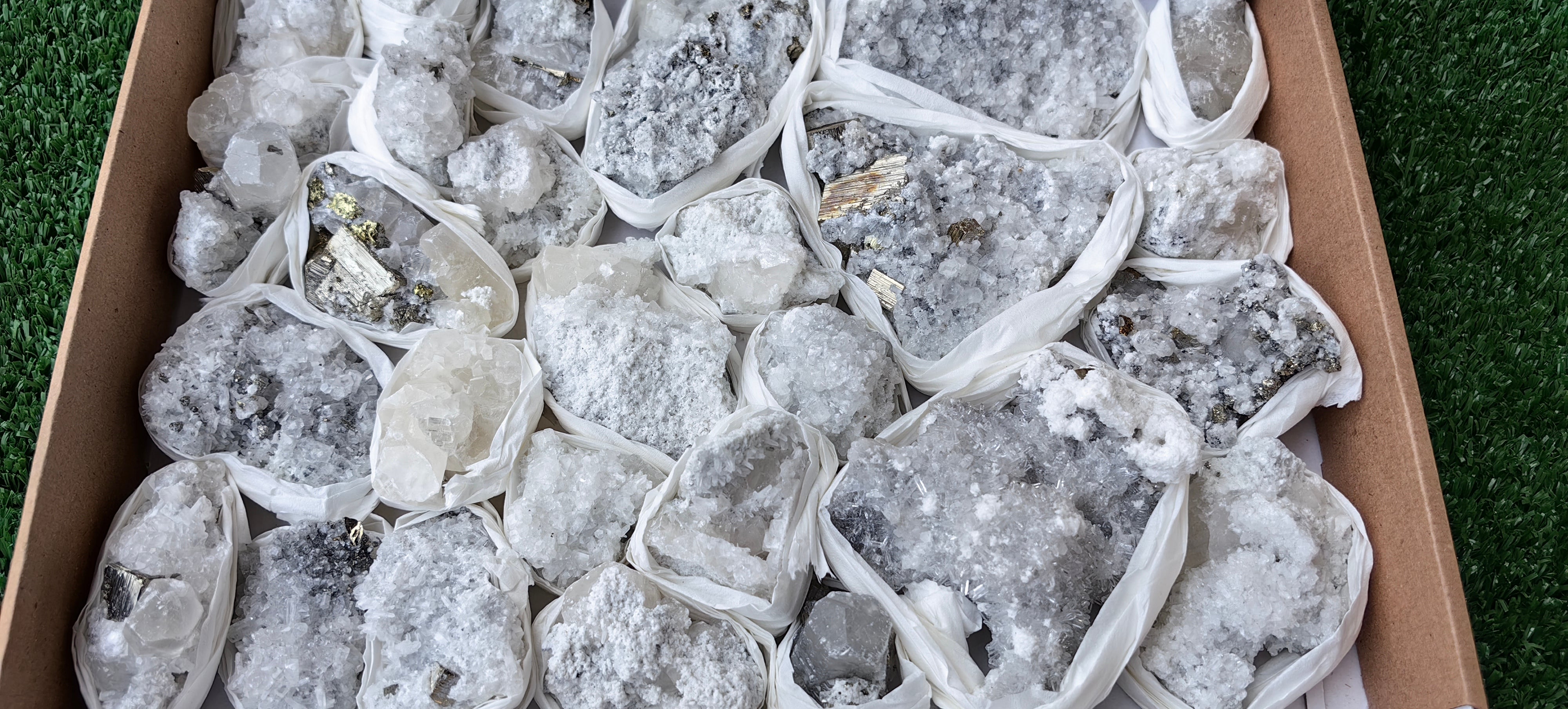 Lot 28 Pcs Pyrite with Calcite*