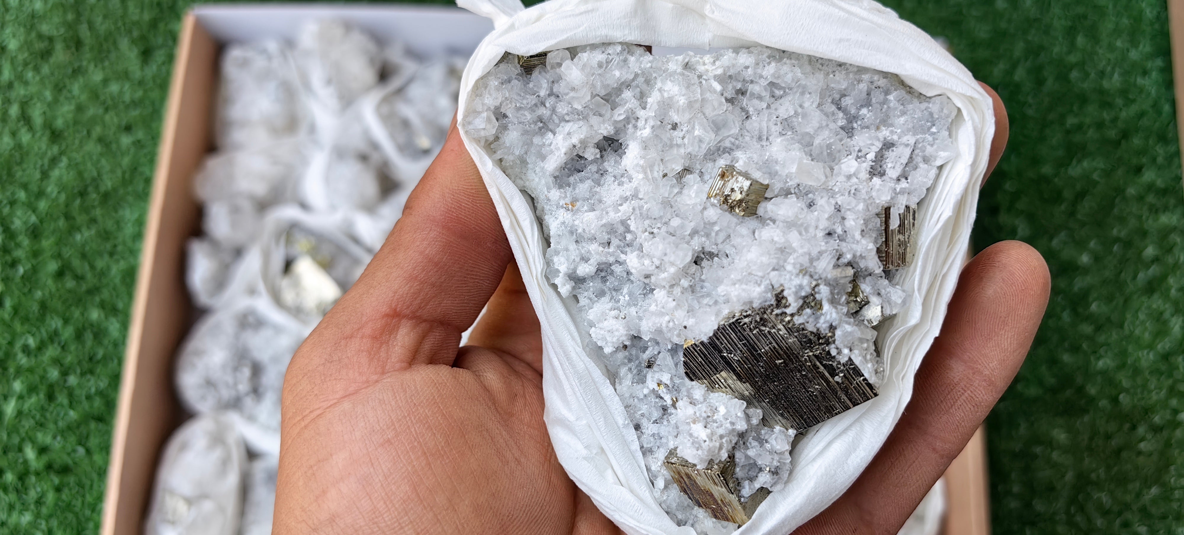 Lot 28 Pcs Pyrite with Calcite*