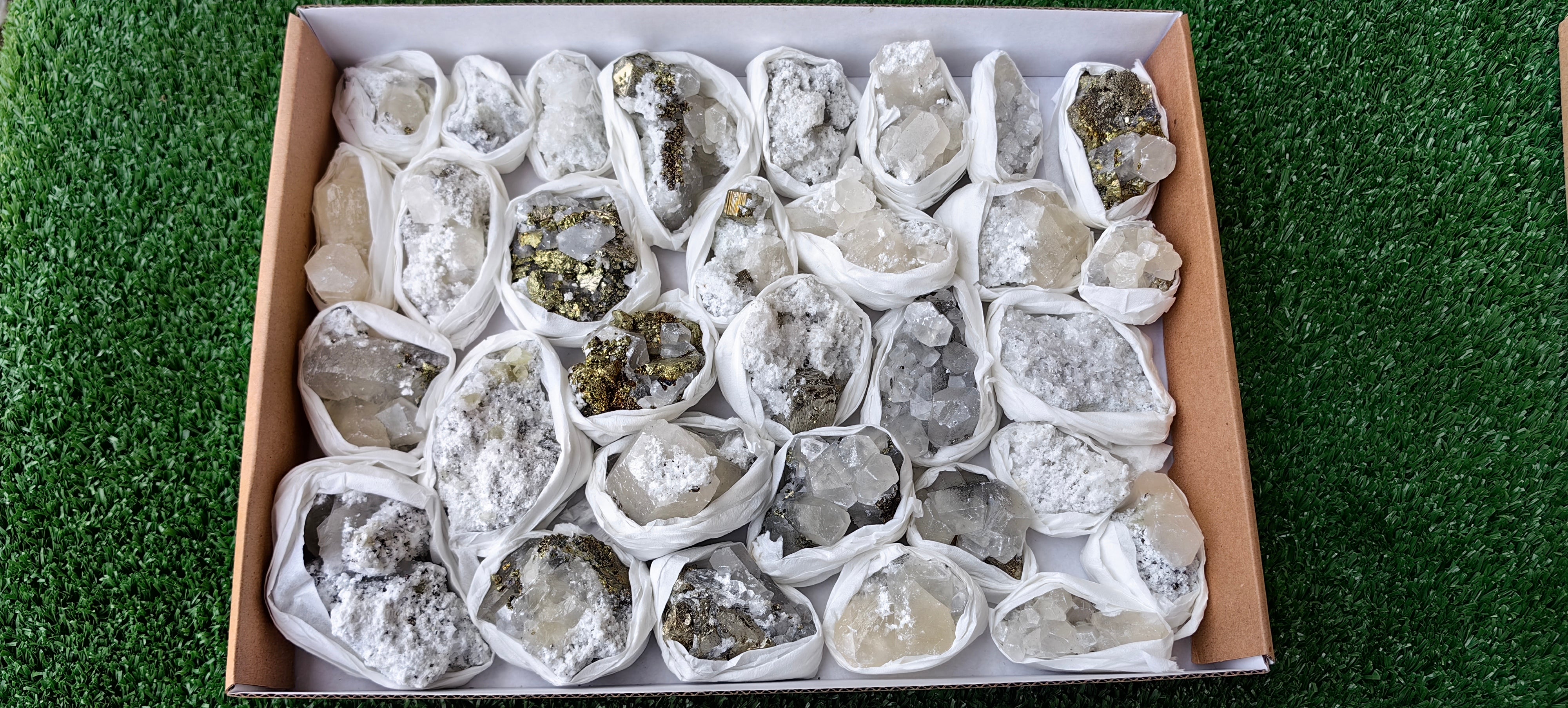 Lot 31 Pcs Pyrite with Calcite*