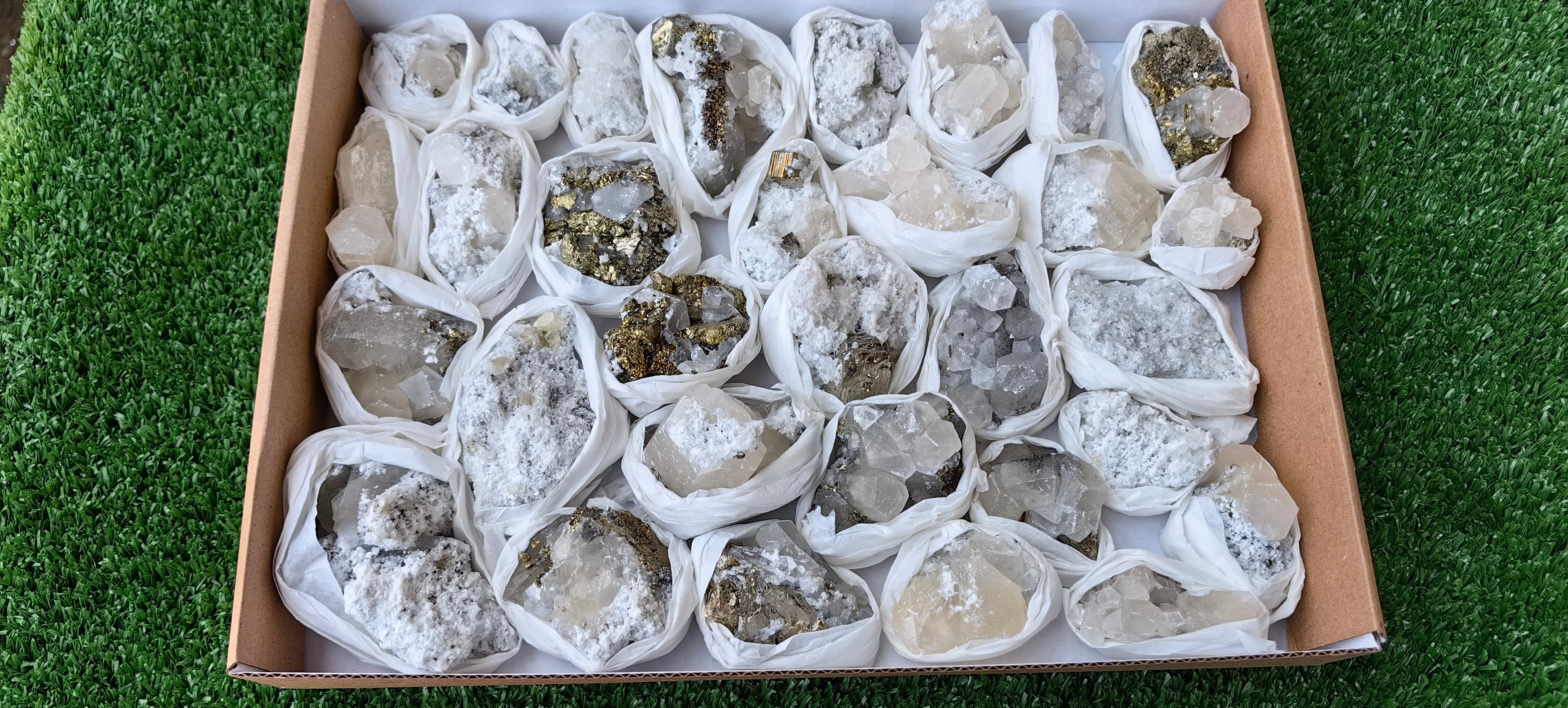 Lot 31 Pcs Pyrite with Calcite*