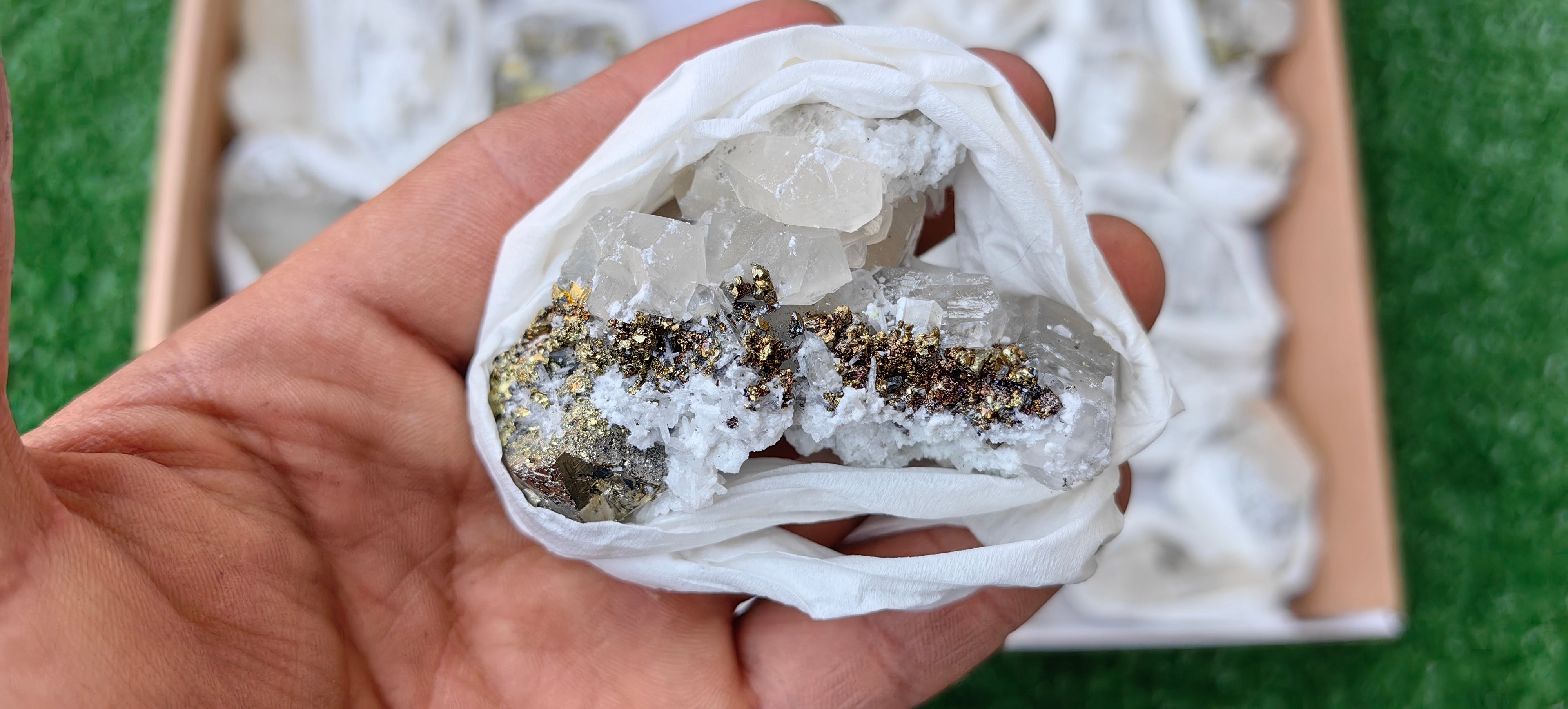 Lot 31 Pcs Pyrite with Calcite*