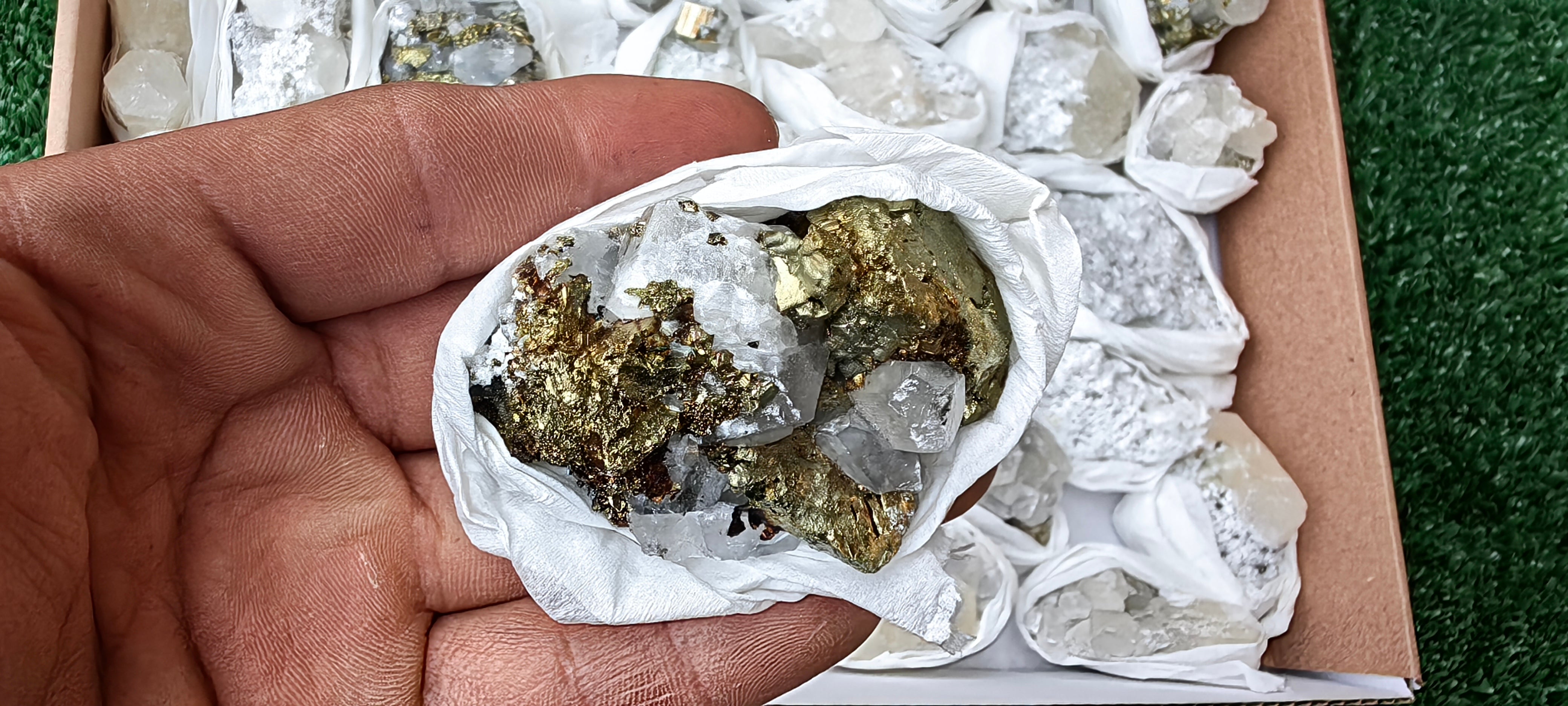 Lot 31 Pcs Pyrite with Calcite*