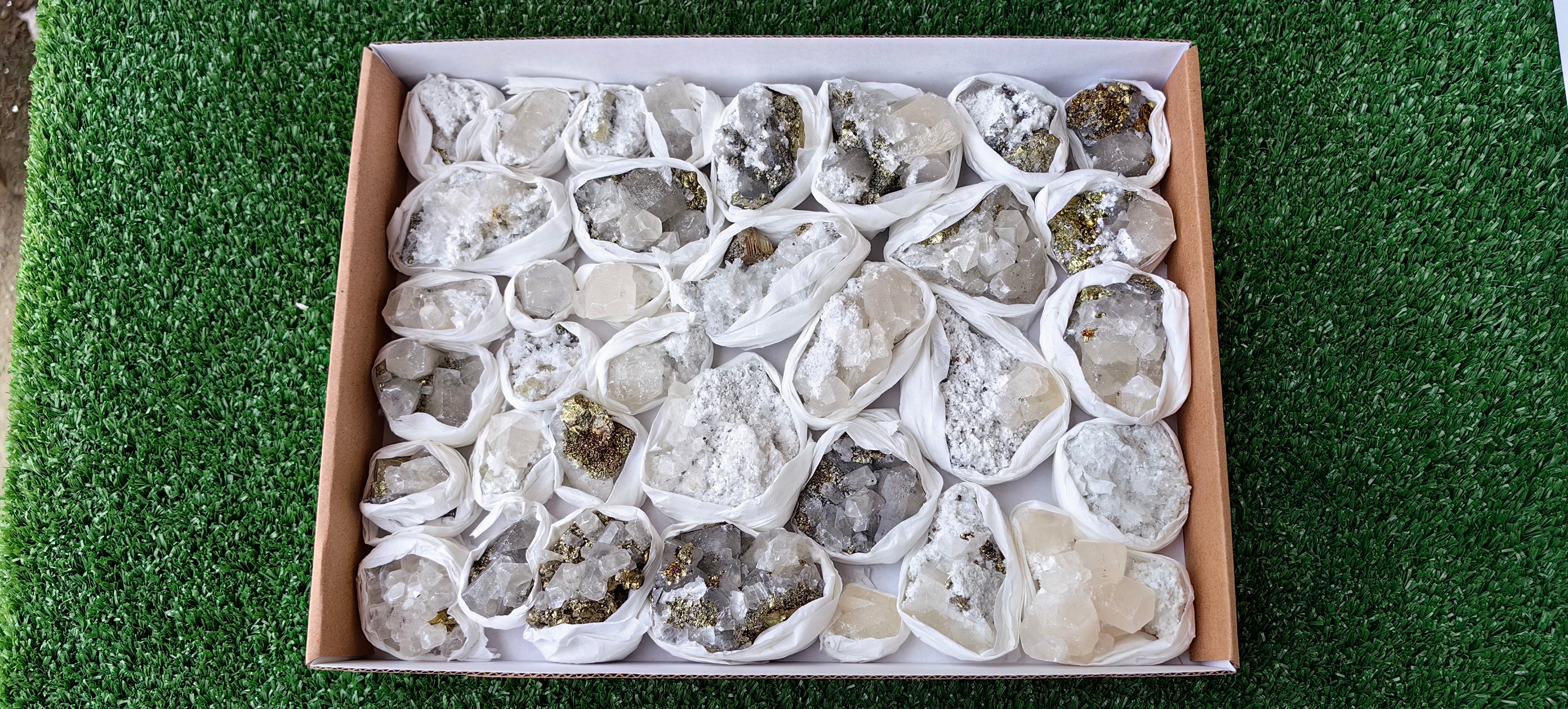 Lot 35 Pcs Pyrite with Calcite*