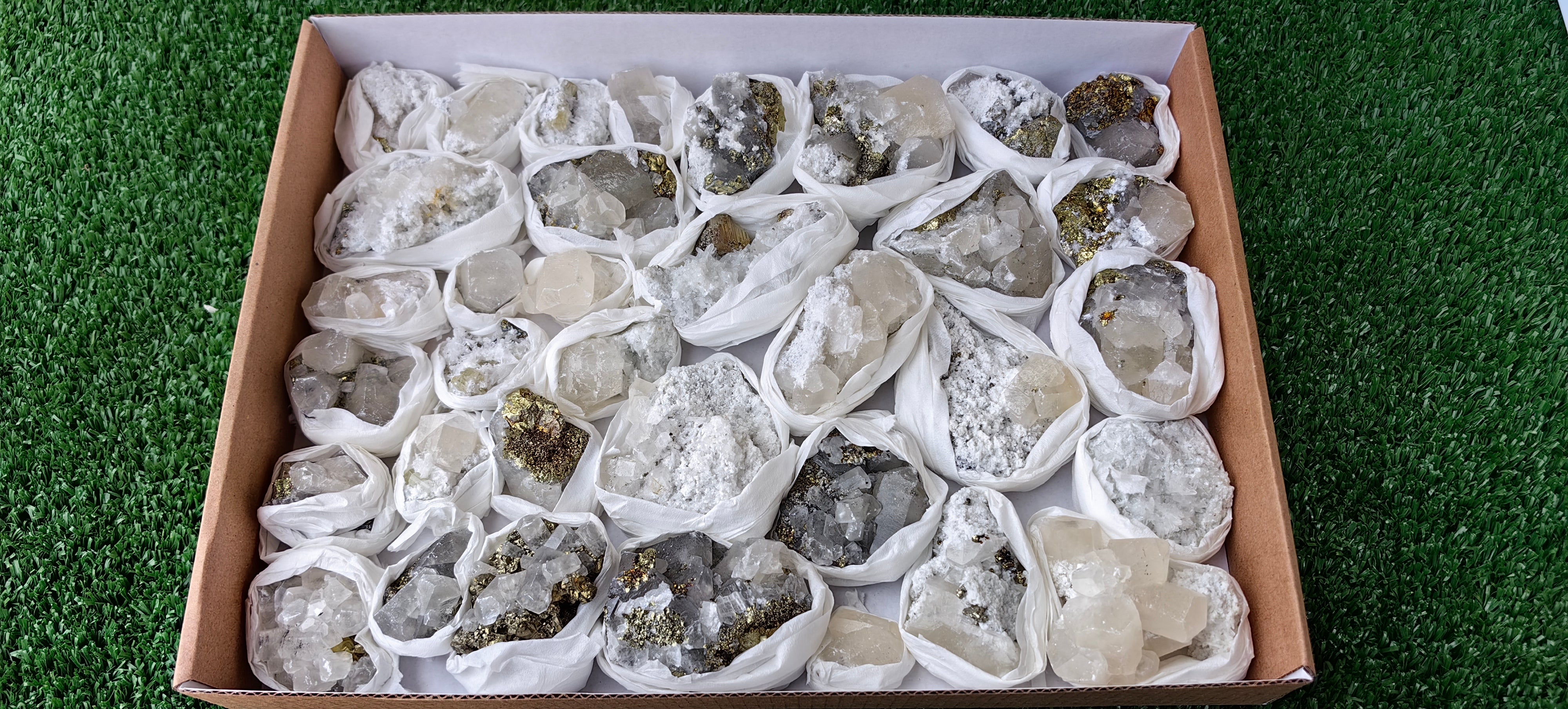 Lot 35 Pcs Pyrite with Calcite*