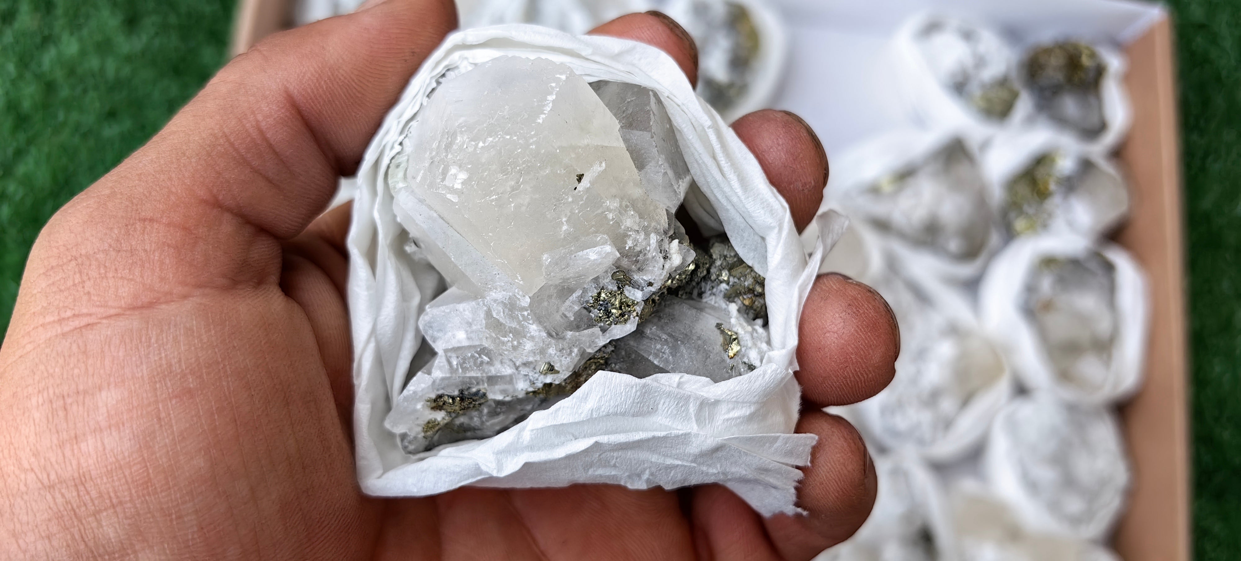 Lot 35 Pcs Pyrite with Calcite*