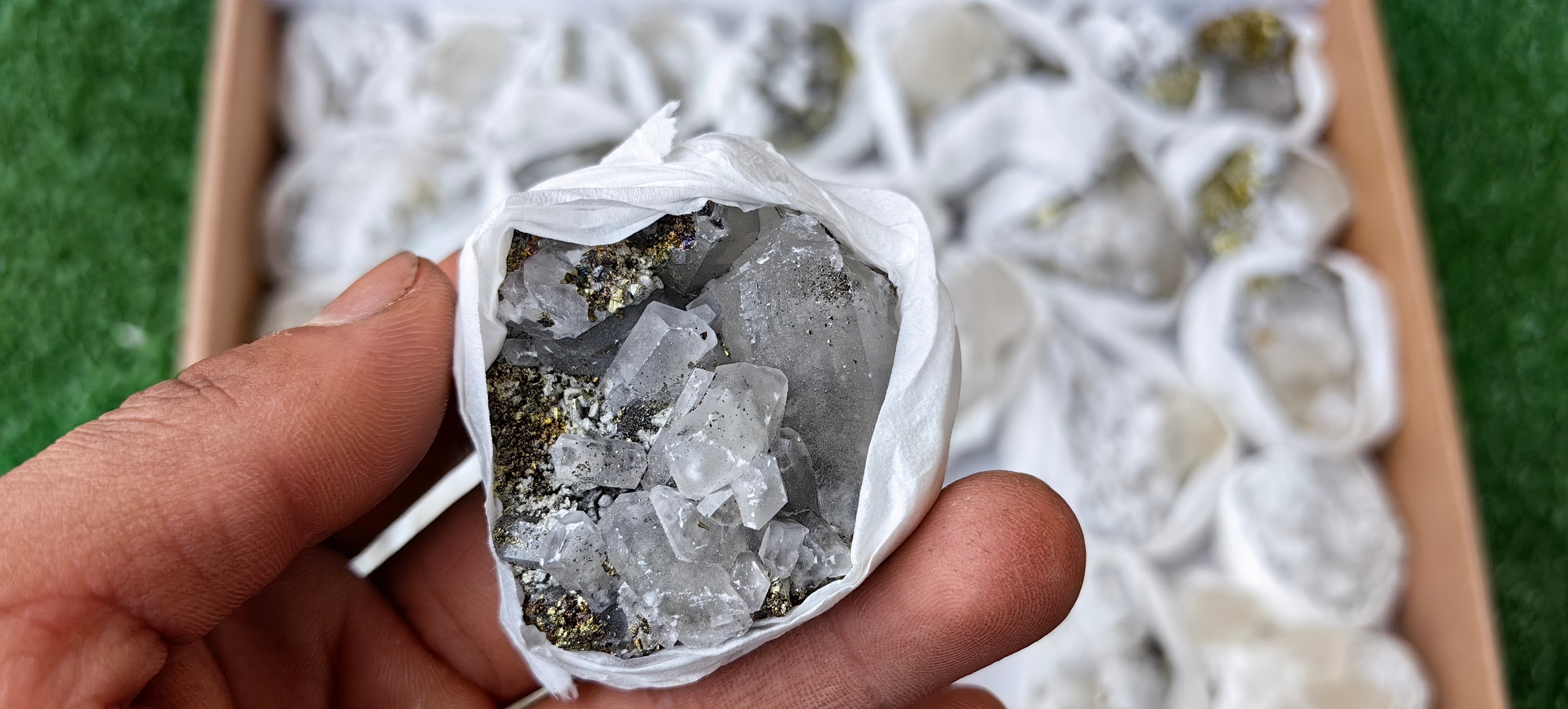 Lot 35 Pcs Pyrite with Calcite*