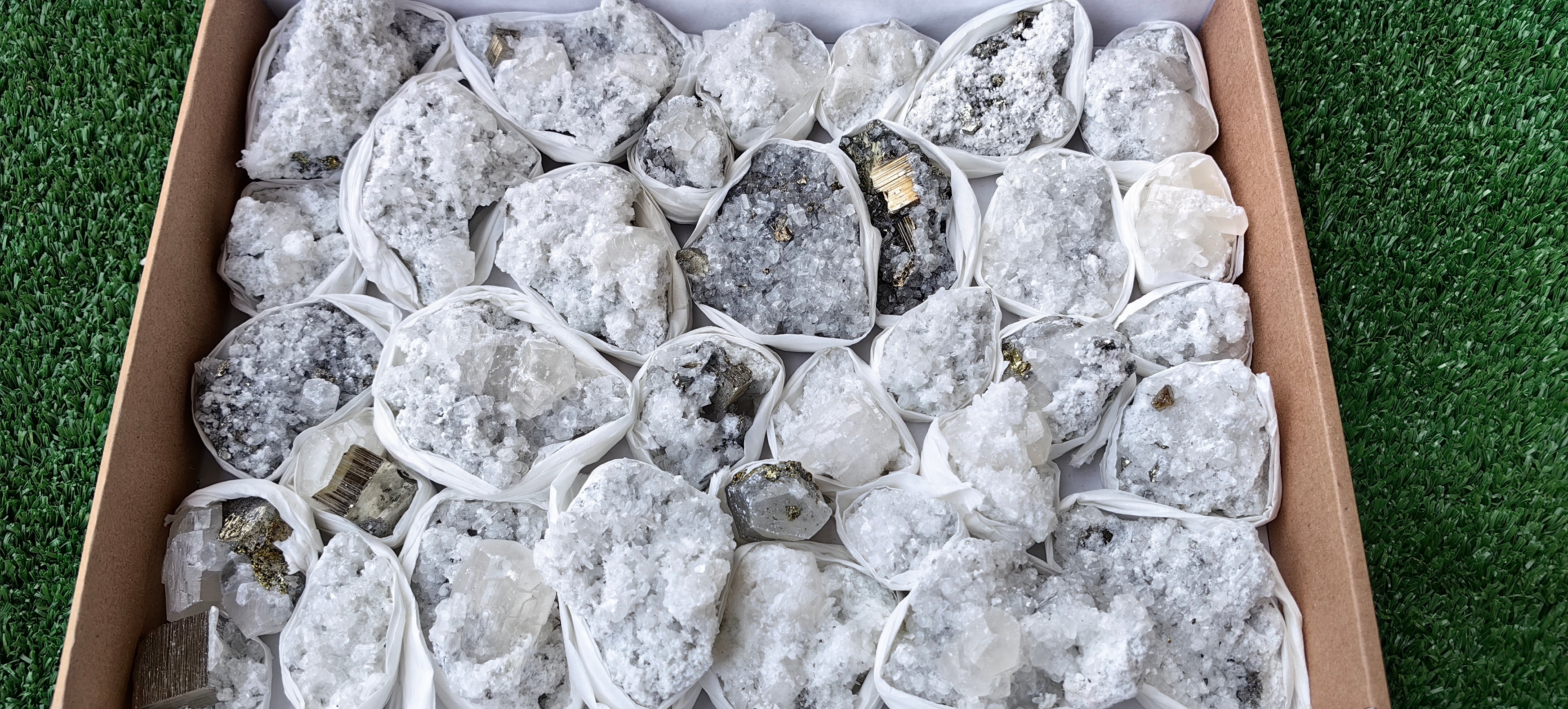 Lot 46 Pcs Pyrite with Calcite*