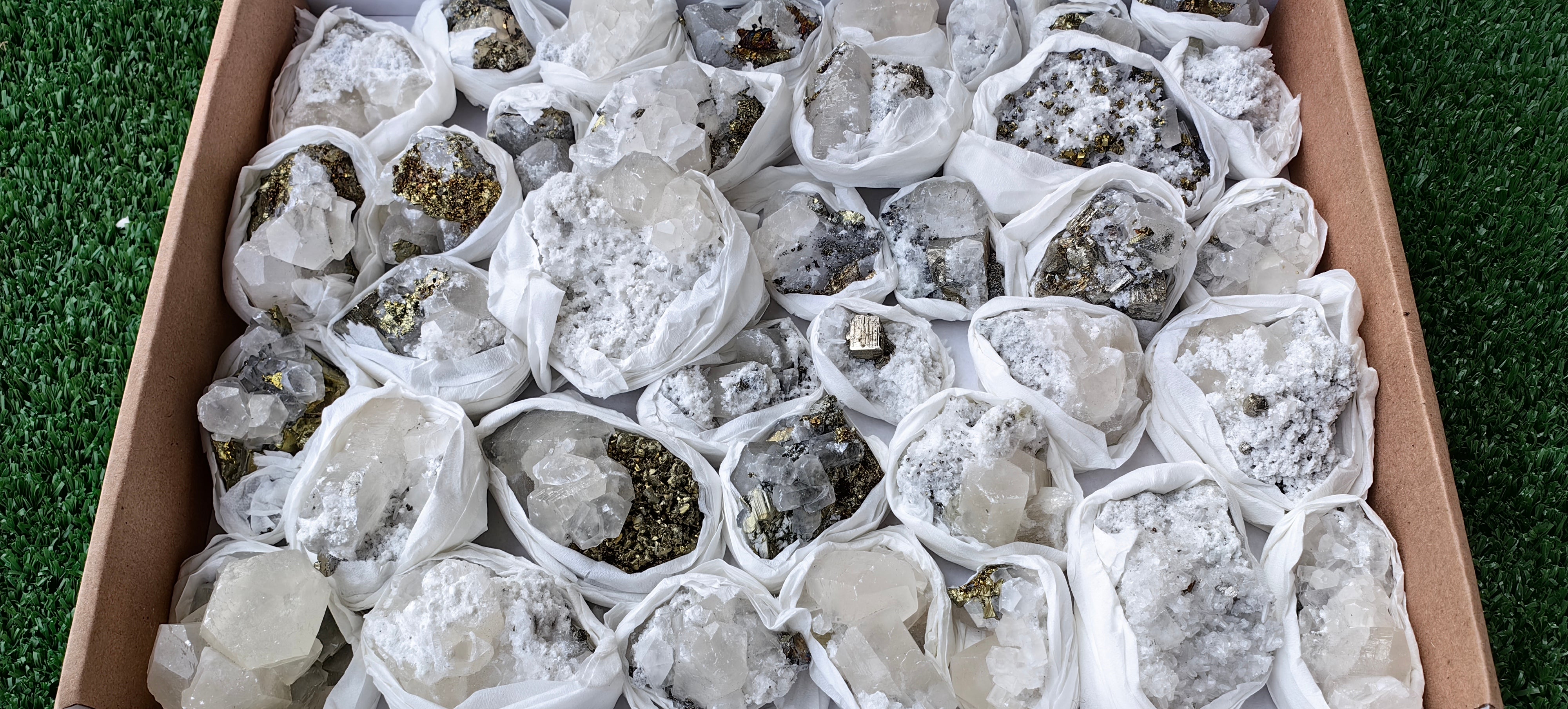 Lot 36 Pcs Pyrite with Calcite*