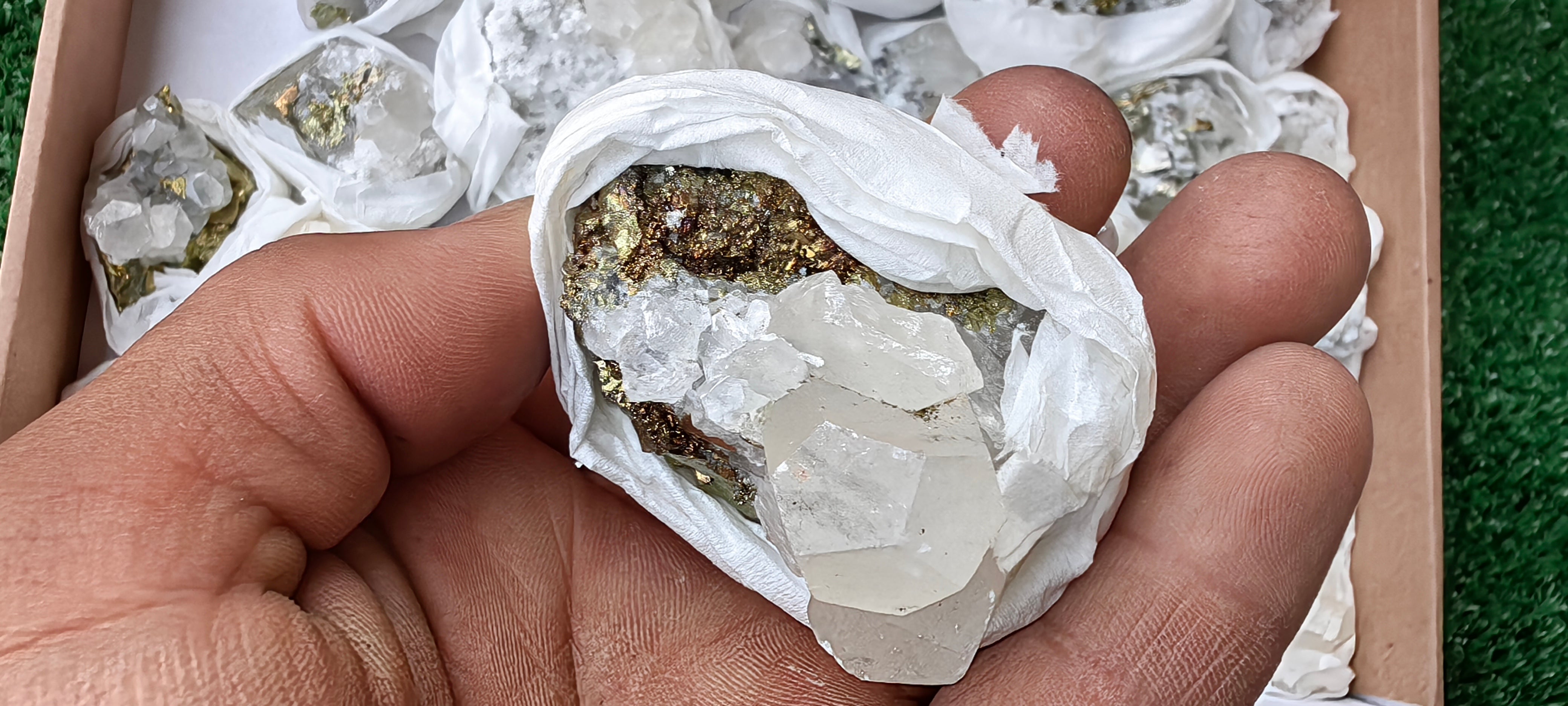 Lot 36 Pcs Pyrite with Calcite*