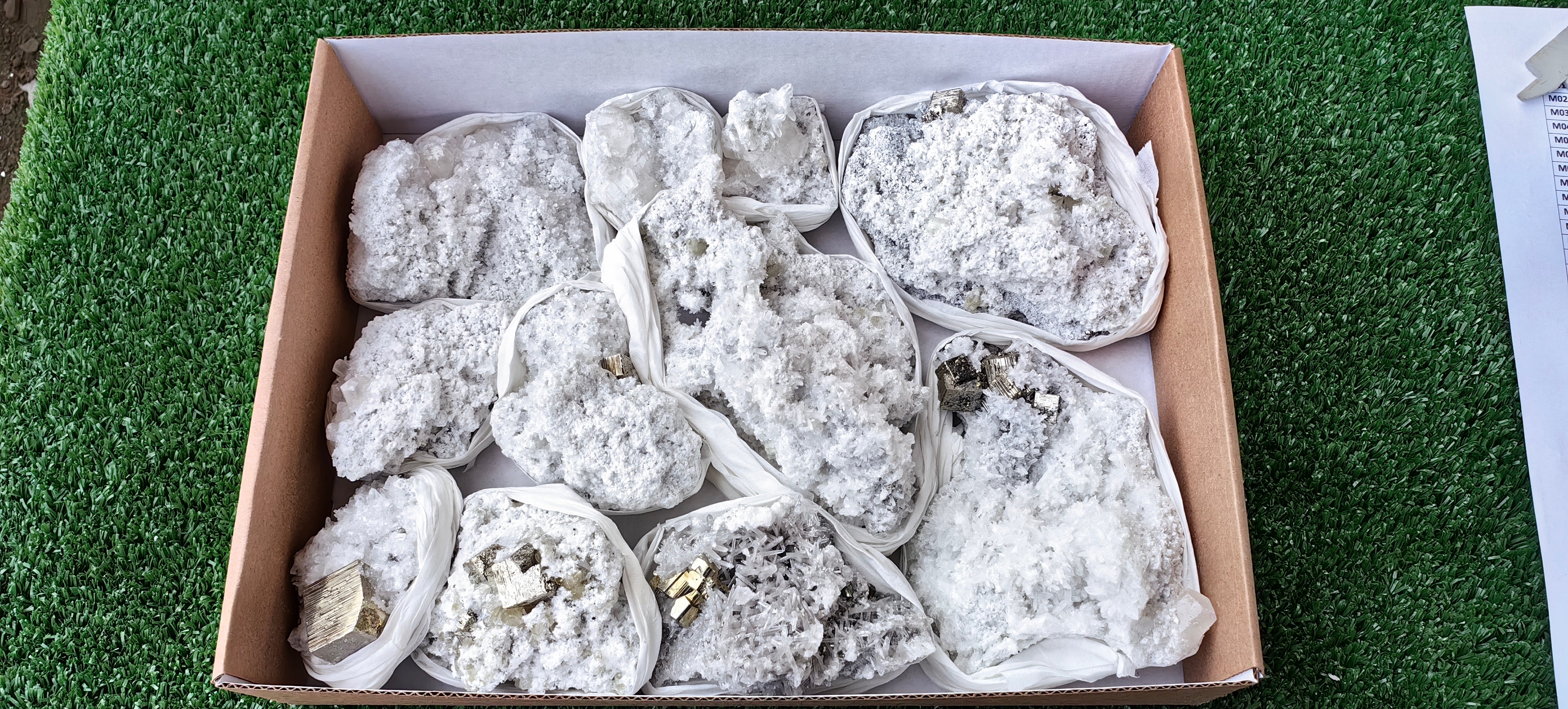 Lot 11 Pcs Pyrite with Calcite*