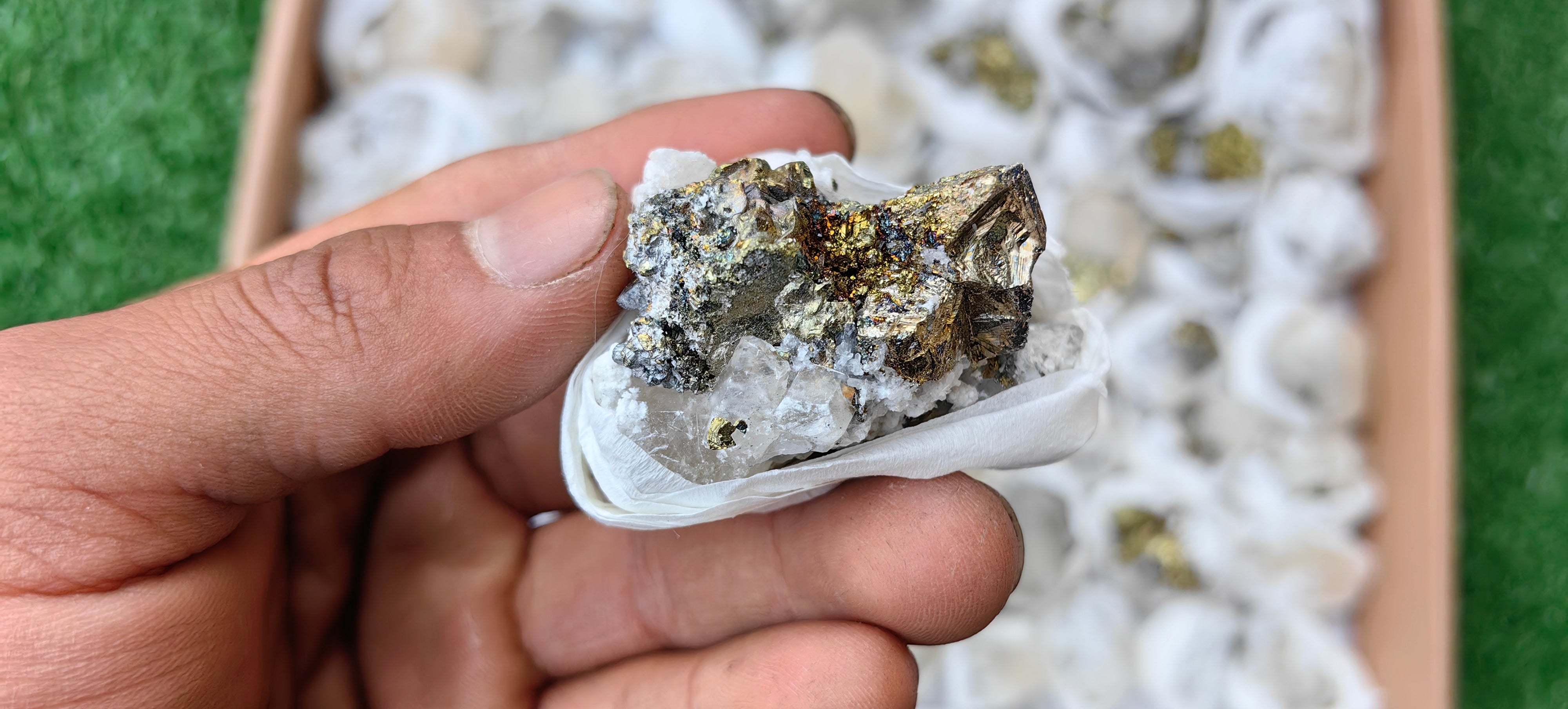 Lot 51 Pcs Pyrite with Calcite*