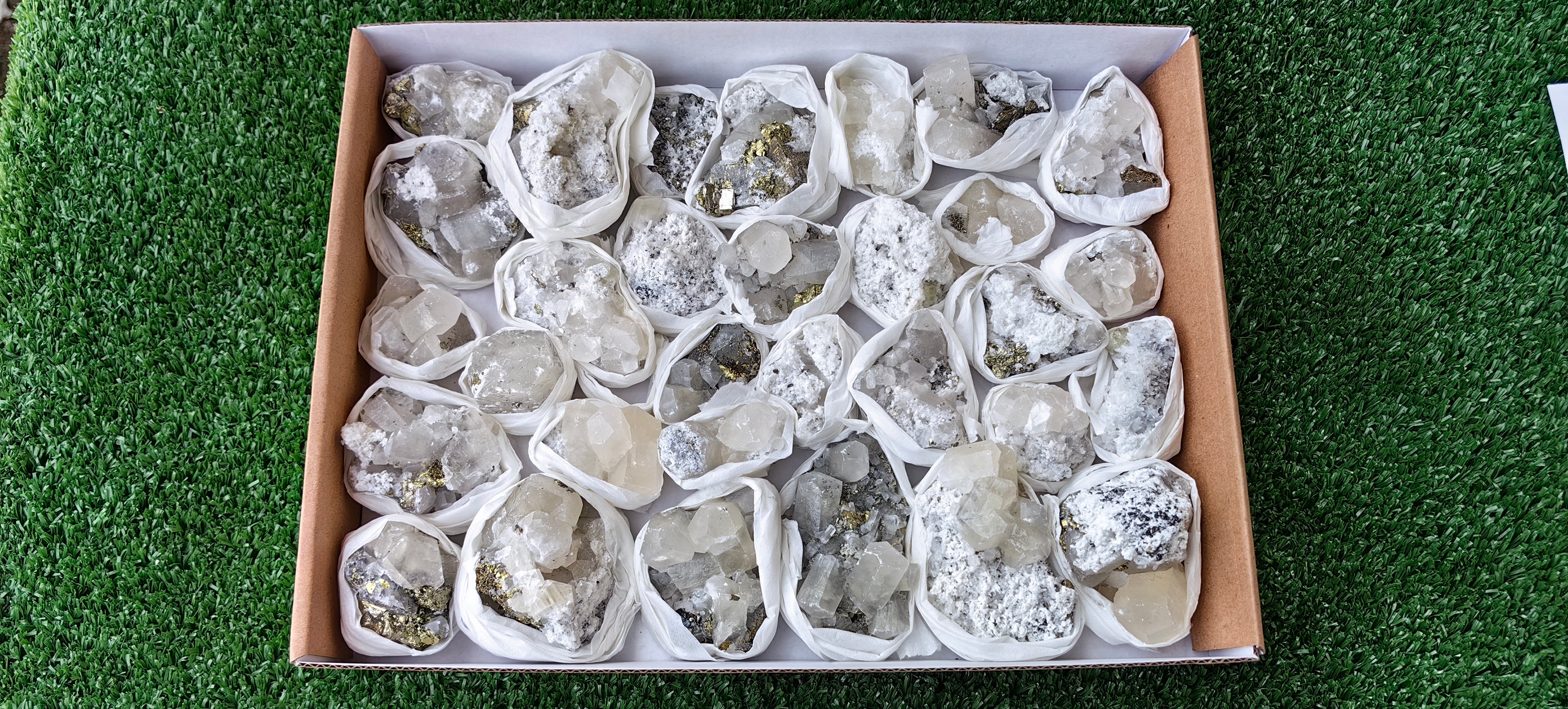 Lot 31 Pcs Pyrite with Calcite*