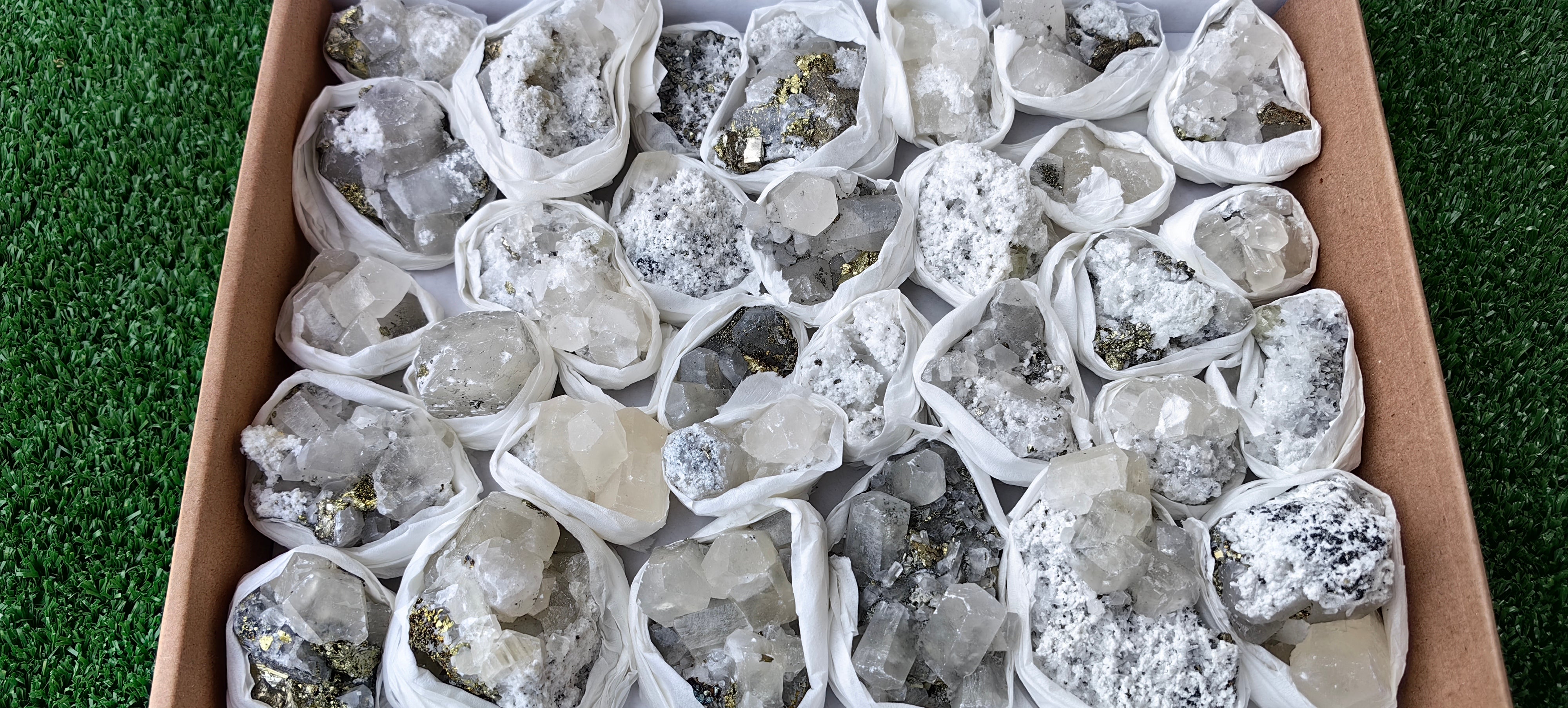 Lot 31 Pcs Pyrite with Calcite*